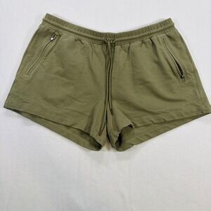Ascend Womens Utility Shorts Olive Green Drawstring Zip Pockets Size L